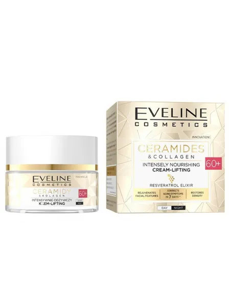 Eveline Cosmetics Ceramides & Collagen Intensively Nourishing Lifting Cream Day & Night 60+ 50ml – Κρέμα Προσώπου με Ceramides & Κολλαγόνο για Θρέψη, Σύσφιξη & Αντιρυτιδική Φροντίδα