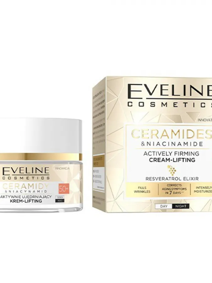 Eveline Cosmetics Ceramides & Niacinamide Actively Firming Lifting Cream Day & Night 50+ 50ml – Κρέμα Προσώπου με Ceramides & Νιασιναμίδη για Σύσφιξη, Ρυτίδες & Ομοιόμορφο Τόνο
