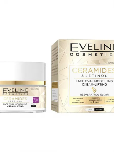 Eveline Cosmetics Ceramides & Retinol Face Oval Modeling Lifting Cream Day & Night 70+ 50ml – Κρέμα Προσώπου με Ceramides & Ρετινόλη για Σύσφιξη, Ρυτίδες & Ελαστικότητα
