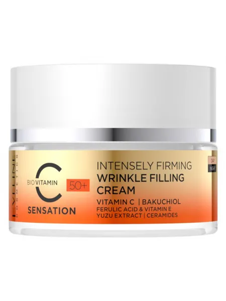 Eveline Cosmetics C Sensation 50+ Intensively Firming Wrinkle-Filling Cream 50ml – Κρέμα Προσώπου με Βιταμίνη C για Σύσφιξη, Ρυτίδες & Λάμψη