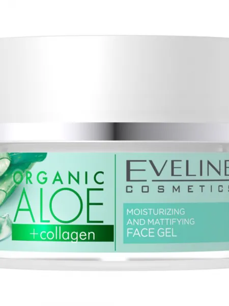 Eveline Cosmetics Organic Aloe+Collagen Moisturizing and Soothing Face Cream-Gel 50ml – Κρέμα-Gel Προσώπου με Αλόη & Φυτικό Κολλαγόνο για Ενυδάτωση, Καταπράυνση & Προστασία