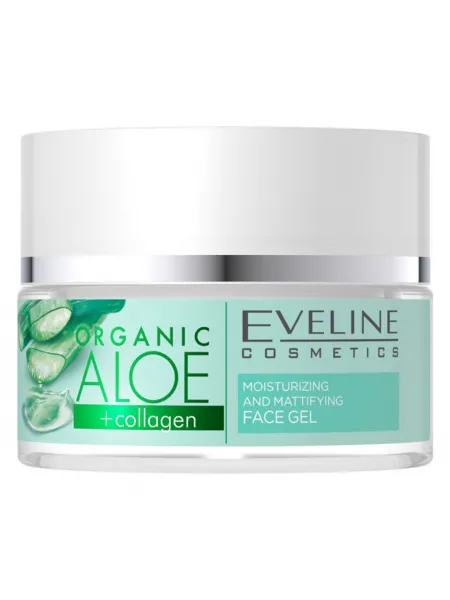 Eveline Cosmetics Organic Aloe+Collagen Moisturizing and Soothing Face Cream-Gel 50ml – Κρέμα-Gel Προσώπου με Αλόη & Φυτικό Κολλαγόνο για Ενυδάτωση, Καταπράυνση & Προστασία