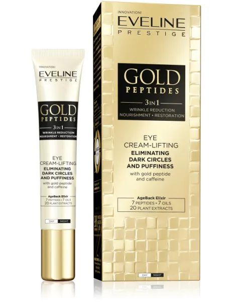 Eveline Gold Peptides Eye Cream-Lifting 20ml – Κρέμα Ματιών με Πεπτίδια & Καφεΐνη για Ρυτίδες, Μαύρους Κύκλους & Σακούλες