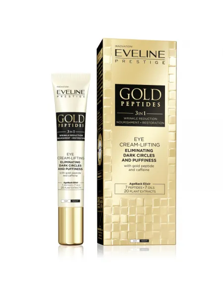 Eveline Gold Peptides Eye Cream-Lifting 20ml – Κρέμα Ματιών με Πεπτίδια & Καφεΐνη για Ρυτίδες, Μαύρους Κύκλους & Σακούλες