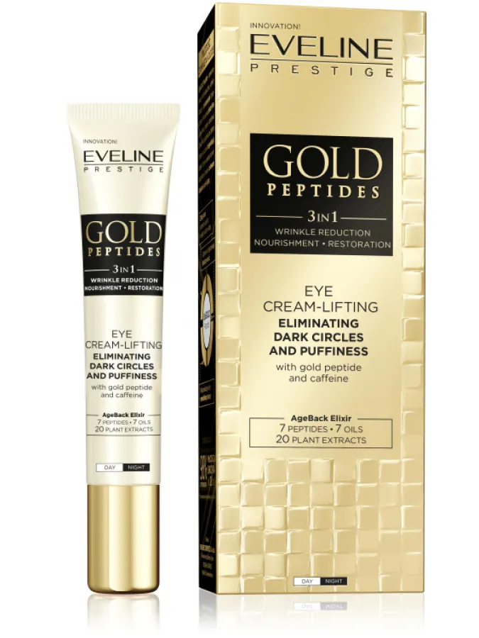 Eveline Gold Peptides Eye Cream-Lifting 20ml – Κρέμα Ματιών με Πεπτίδια & Καφεΐνη για Ρυτίδες, Μαύρους Κύκλους & Σακούλες
