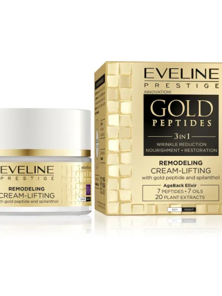 Eveline Gold Peptides Remodeling Cream-Lifting 70+ 50ml – Κρέμα Ημέρας & Νύχτας με Πεπτίδια, Ceramides & Σπιλανθόλη για Πυκνότητα & Περίγραμμα