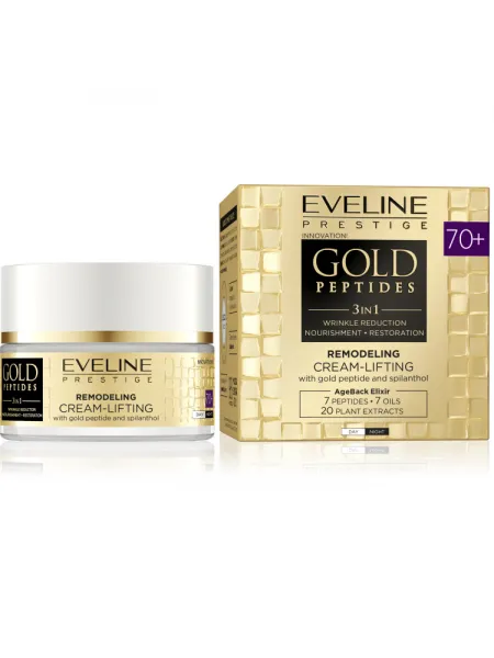 Eveline Gold Peptides Remodeling Cream-Lifting 70+ 50ml – Κρέμα Ημέρας & Νύχτας με Πεπτίδια, Ceramides & Σπιλανθόλη για Πυκνότητα & Περίγραμμα