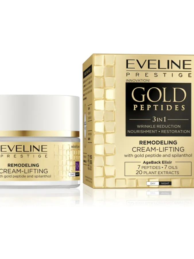 Eveline Gold Peptides Remodeling Cream-Lifting 70+ 50ml – Κρέμα Ημέρας & Νύχτας με Πεπτίδια, Ceramides & Σπιλανθόλη για Πυκνότητα & Περίγραμμα