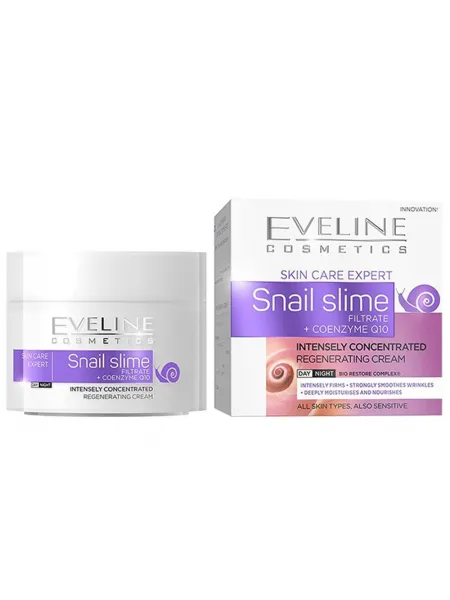 Eveline Cosmetics Skin Care Expert Snail Slime Day and Night Cream 50ml – Κρέμα Προσώπου με Έκκριμα Σαλιγκαριού & Q10 για Επανόρθωση, Ελαστικότητα & Αντιρυτιδική Φροντίδα