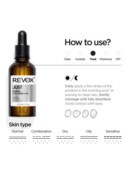 Revox B77 Just Marine Collagen + HA 30ml – Ορός Προσώπου με Θαλάσσιο Κολλαγόνο & Υαλουρονικό Οξύ για Ενυδάτωση, Θρέψη & Λεία Όψη