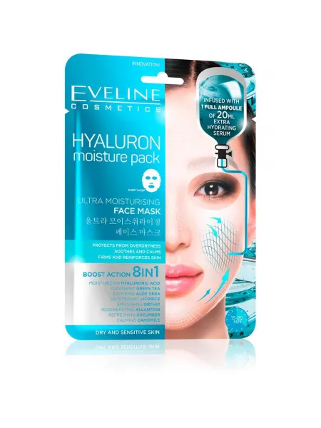 Eveline Hyaluron Ultra Moisturizing Face Sheet Mask 8 in 1 (20 ml)