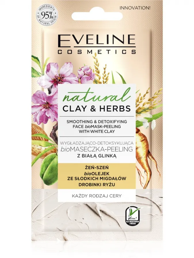 Eveline Natural Clay & Herbs Smoothing & Detoxifying Face Mask-Peeling White Clay (8 ml)