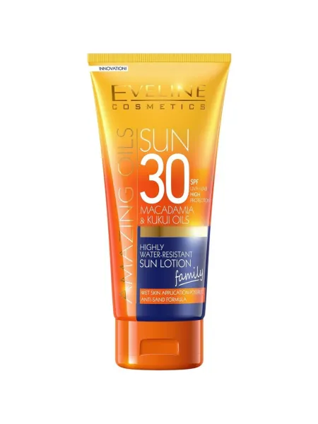 Eveline SPF30 Macadamia & Kukui Oils High Water-Resistant Sun Lotion 200ml Family Size (αντηλιακό)